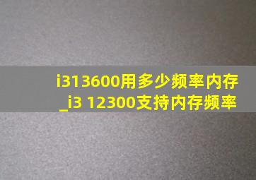 i313600用多少频率内存_i3 12300支持内存频率